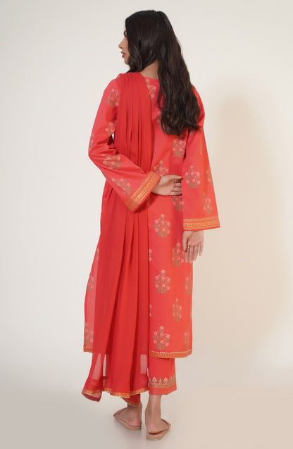 Stitched 3 Piece Paste Printed Lawn