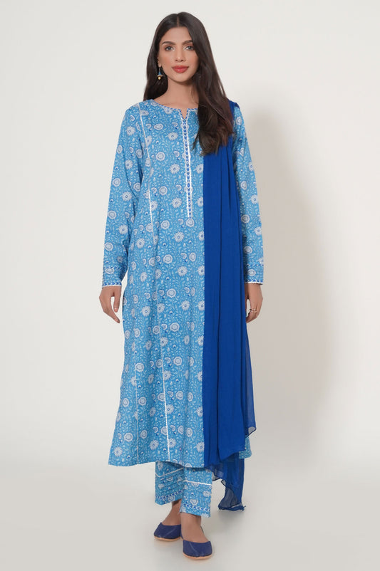 Stitched 3 Piece Printed Lawn