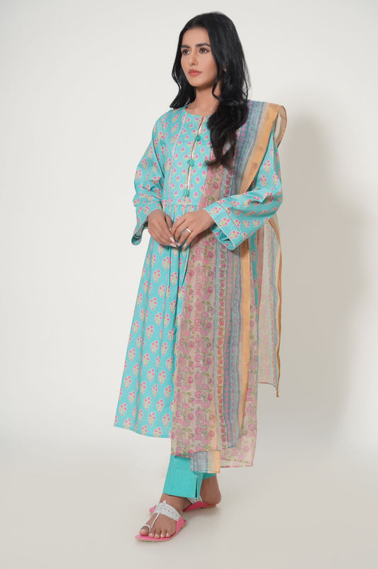 Unstitched 3 Piece Printed Lawn Suit