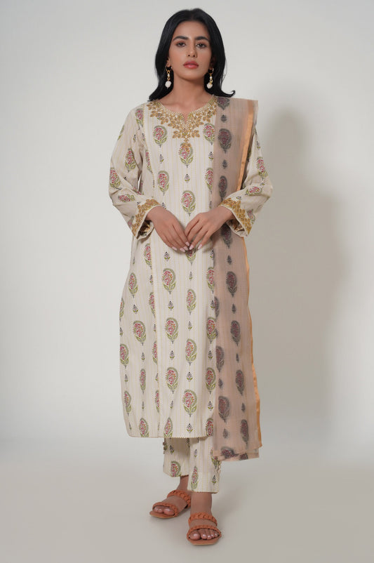 Stitched 3 Piece Printed Lawn