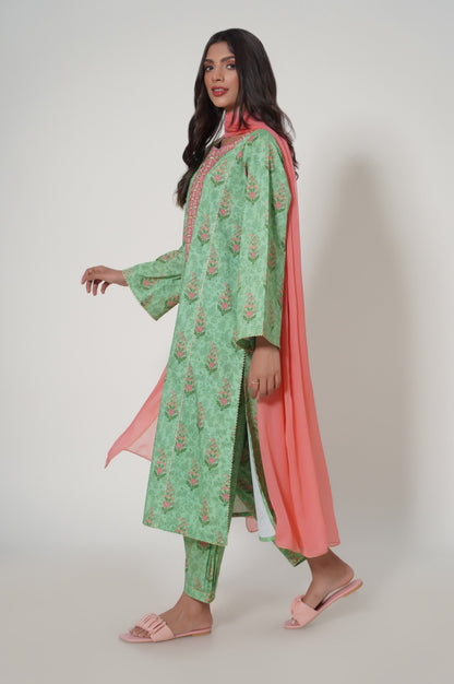 Stitched 3 Piece Printed Lawn Suit