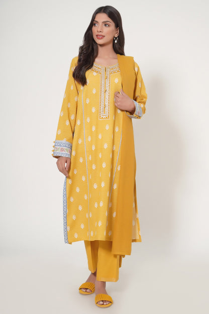 Unstitched 3 Piece Printed Dobby Lawn