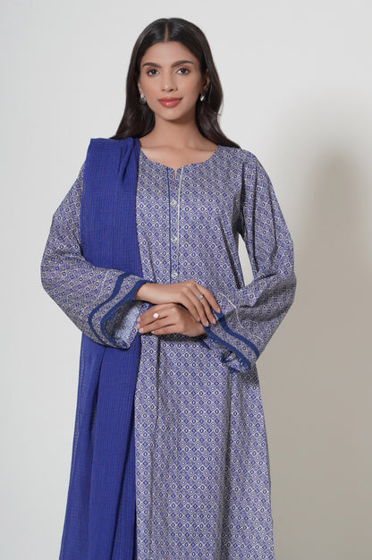 Stitched 3 Piece Printed Cambric Suit