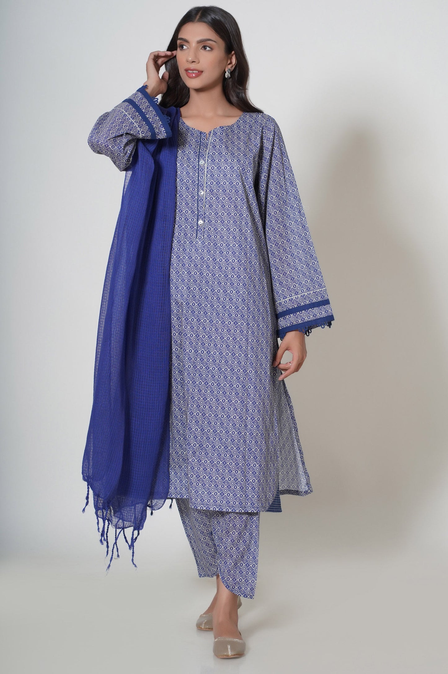 Stitched 3 Piece Printed Cambric Suit