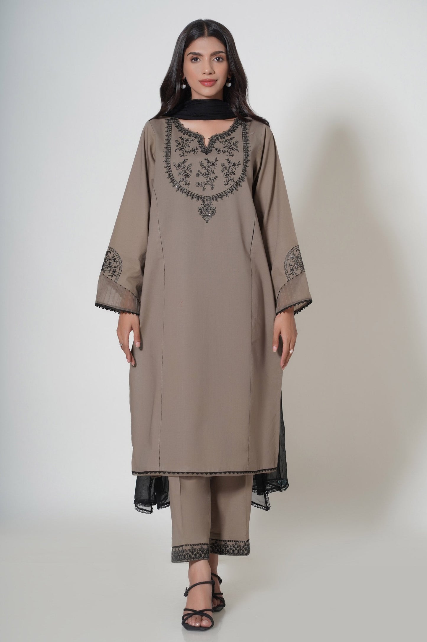 Stitched 3 Piece Embroidered Cambric Suit