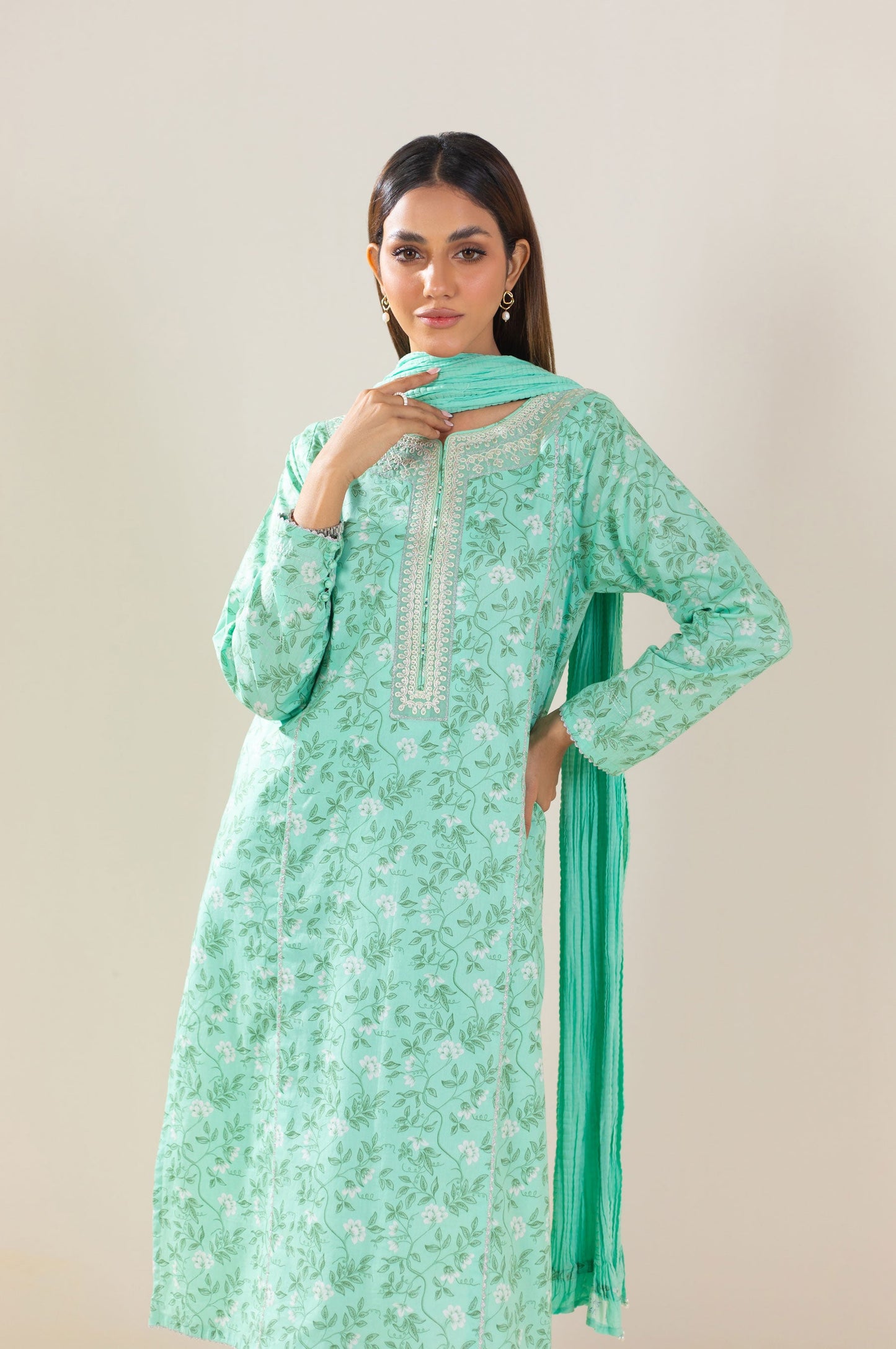 Stitched 3 Piece Embroidered Lawn Suit