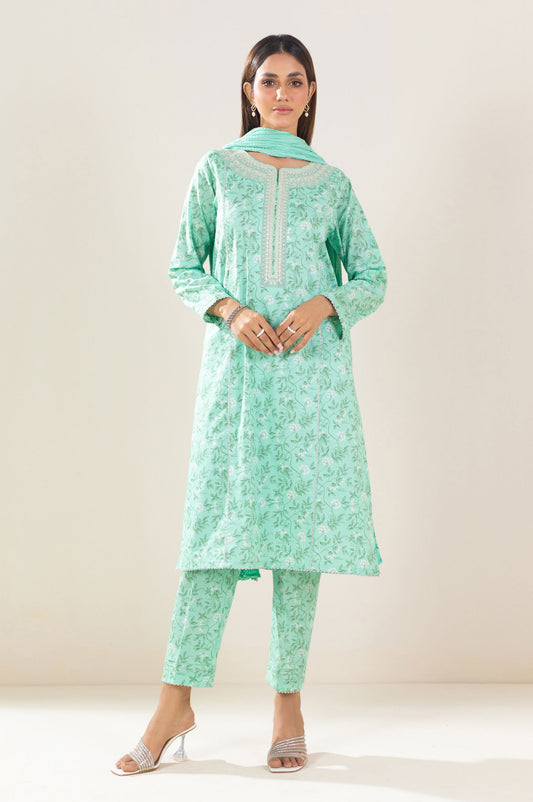 Stitched 3 Piece Embroidered Lawn Suit