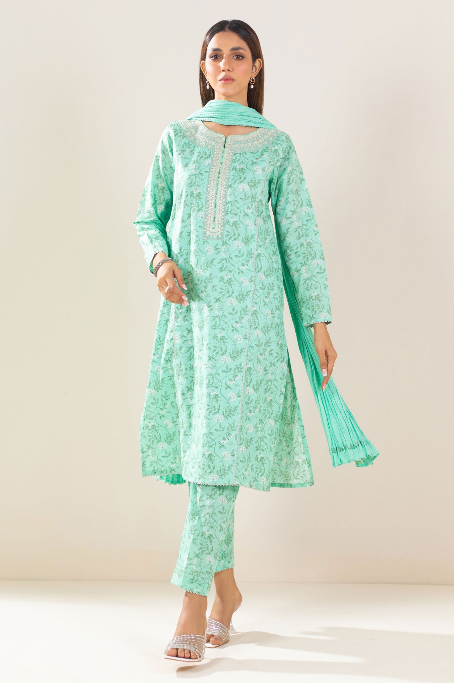 Stitched 3 Piece Embroidered Lawn Suit