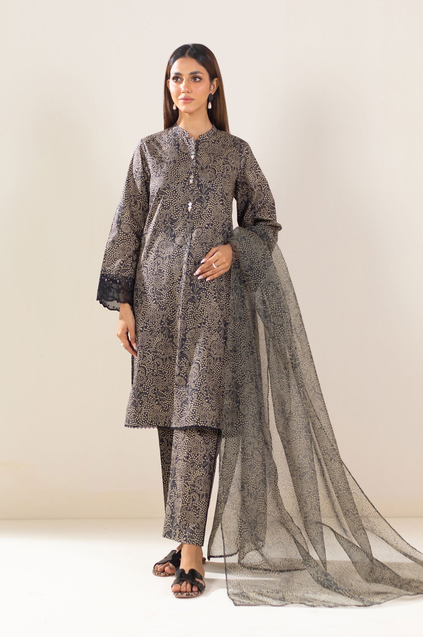 Stitched 3 Piece Embroidered Lawn Suit