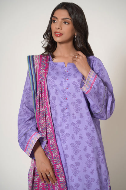 Stitched 3 Piece Printed Cambric Suit