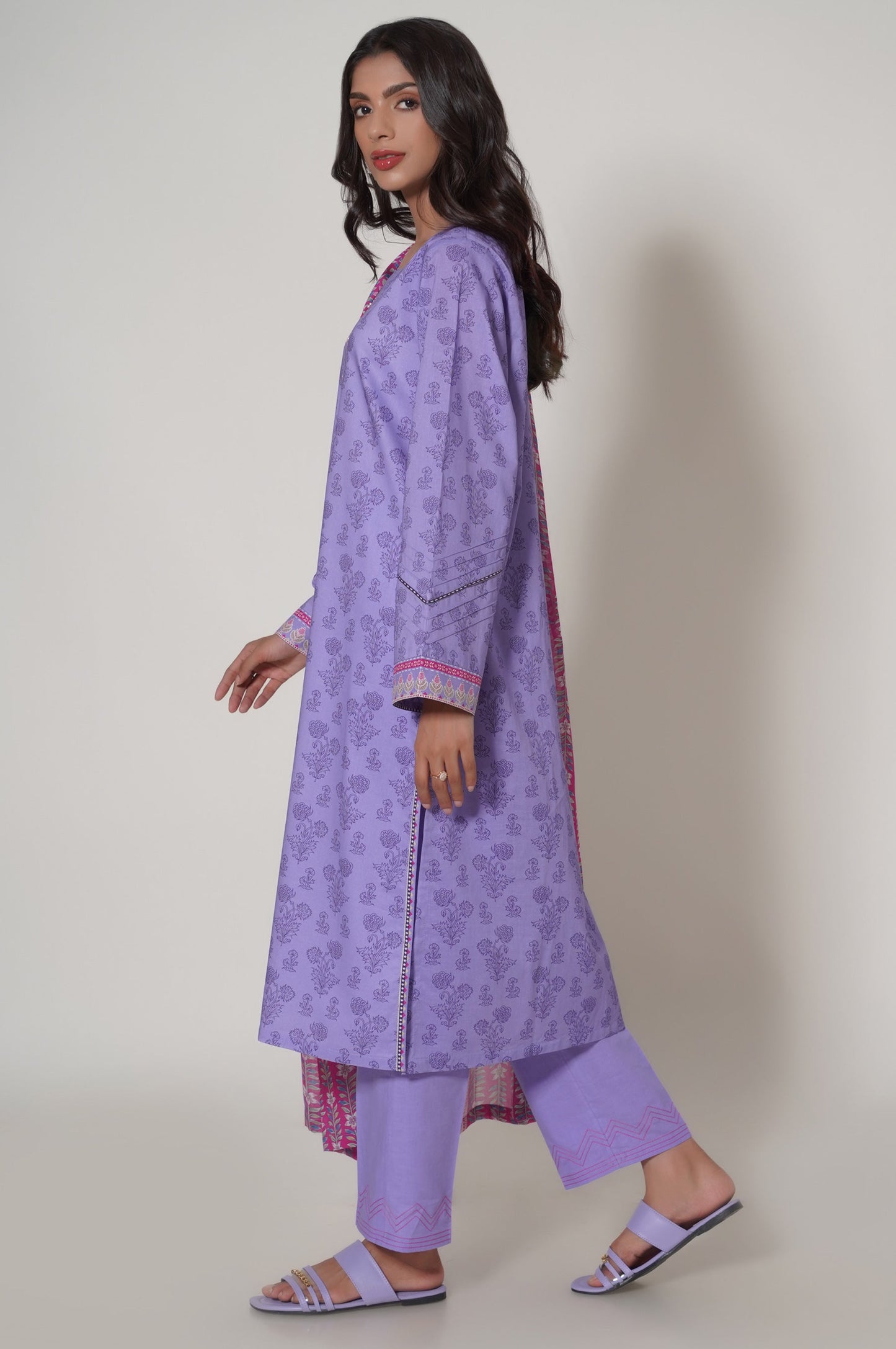 Stitched 3 Piece Printed Cambric Suit