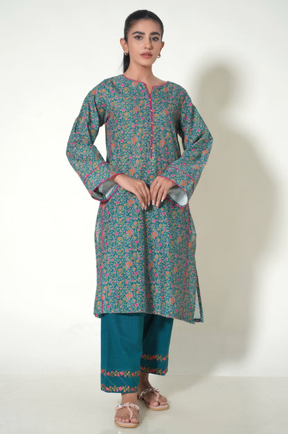 Unstitched 3 Piece Printed Cottel Suit