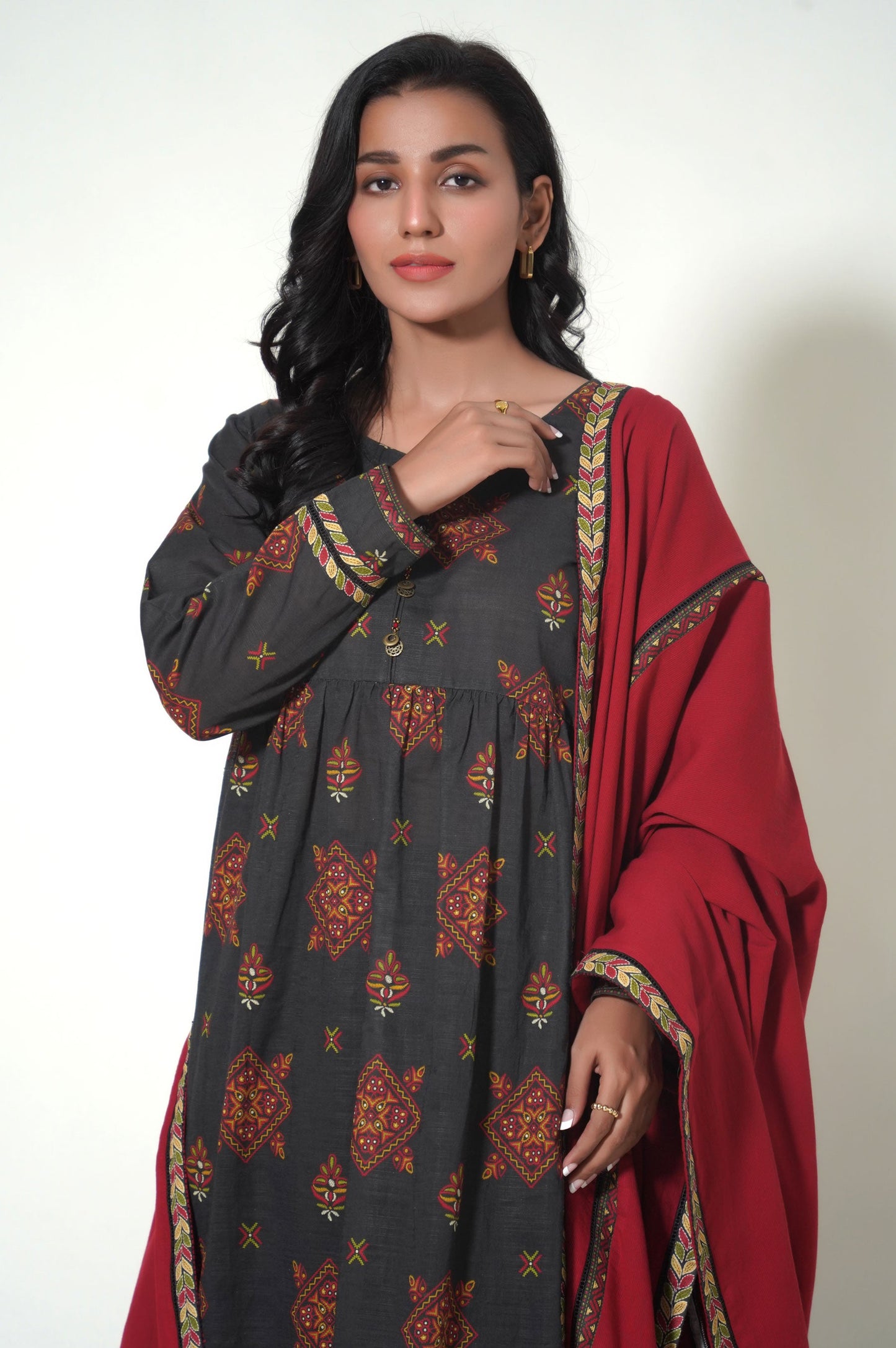 Stitched 3 Piece Printed Cottle Suit