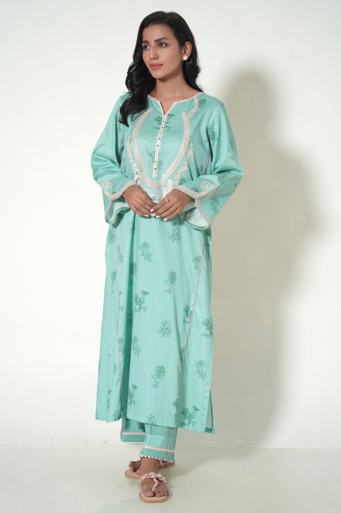 Stitched 3 Piece Printed Cottle Suit