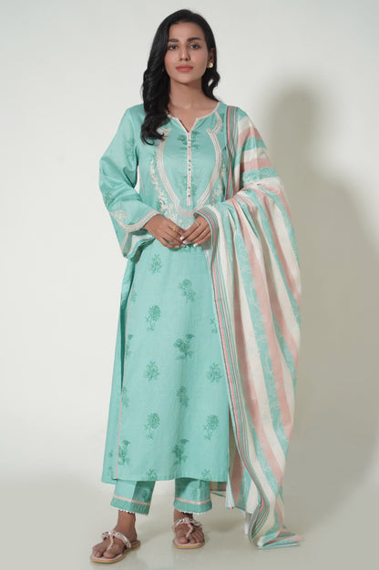 Stitched 3 Piece Printed Cottle Suit