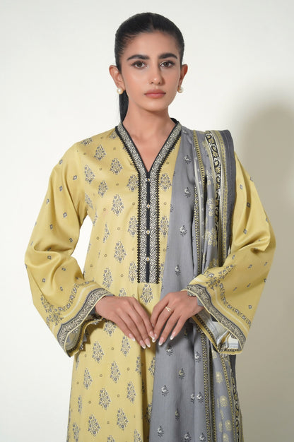 Unstitched 3 Piece Cottel Printed Suit