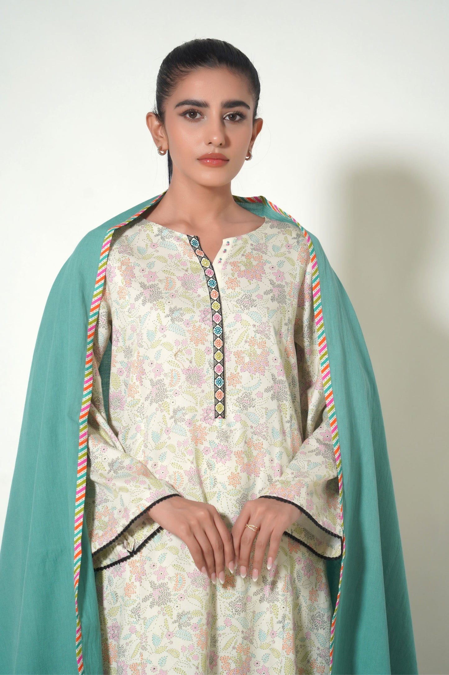 Stitched 3 Piece Printed Cottle Suit