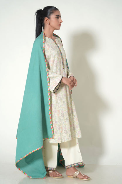 Stitched 3 Piece Printed Cottle Suit
