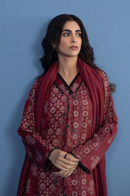Stitched 3 Piece Printed Cottle Suit