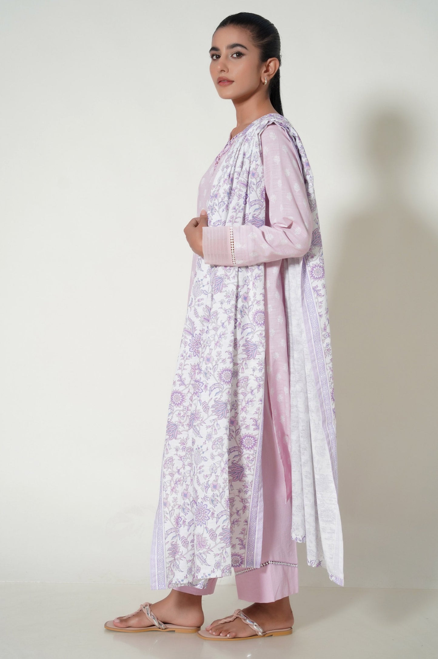 Stitched 3 Piece Printed Cottel Suit