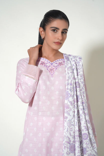 Stitched 3 Piece Printed Cottel Suit