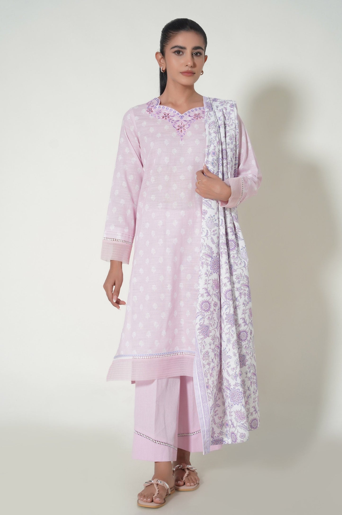 Unstitched 3 Piece Embroidered Cottel Suit