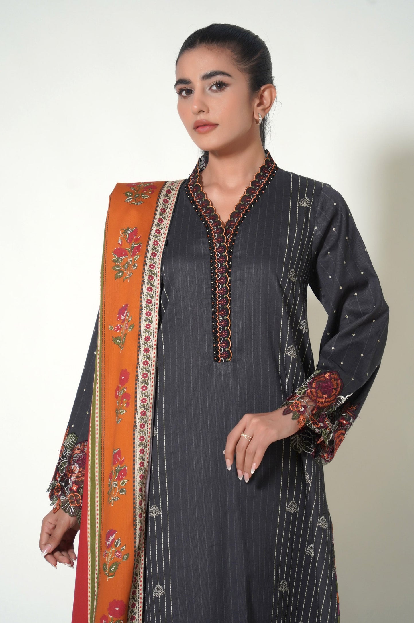 Unstitched 3 Piece Embroidered Cottel Suit