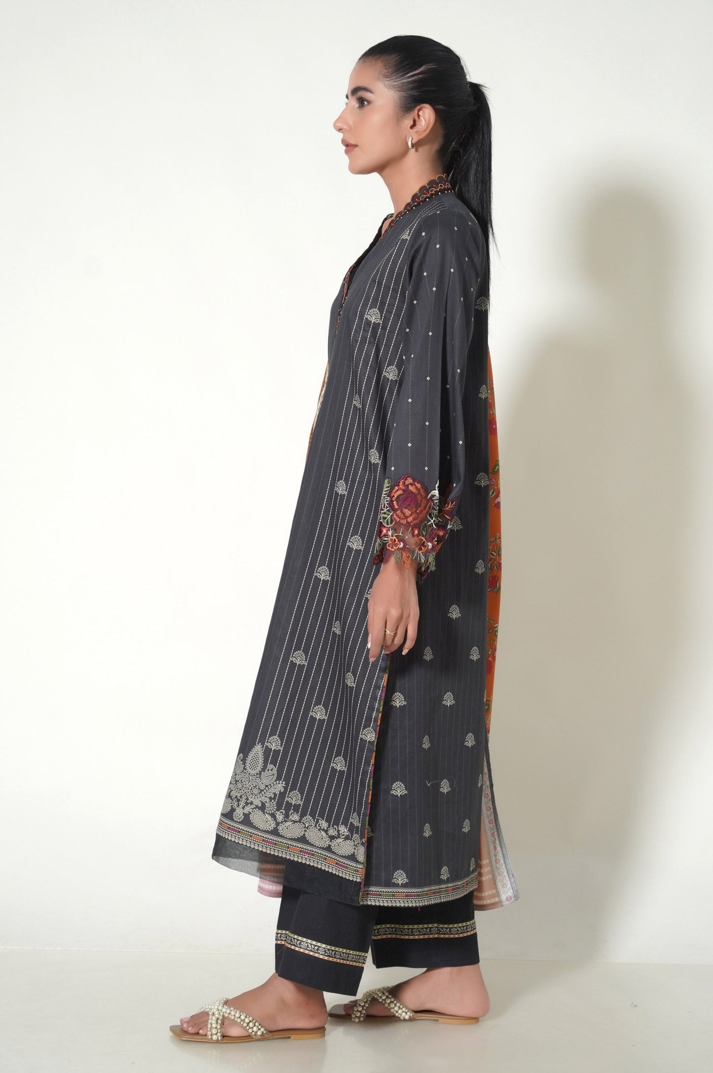 Unstitched 3 Piece Embroidered Cottel Suit