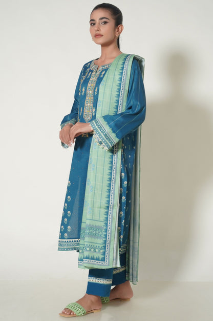 Unstitched 3 Piece Embroidered Cottel Suit