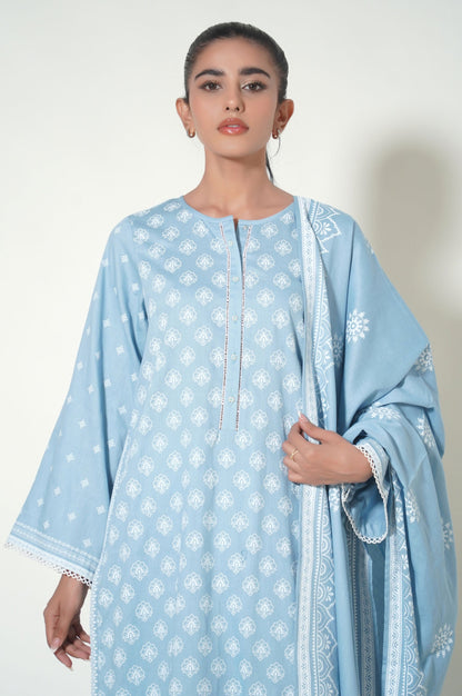 Unstitched 3 Piece Paste Printed Cottle Suit