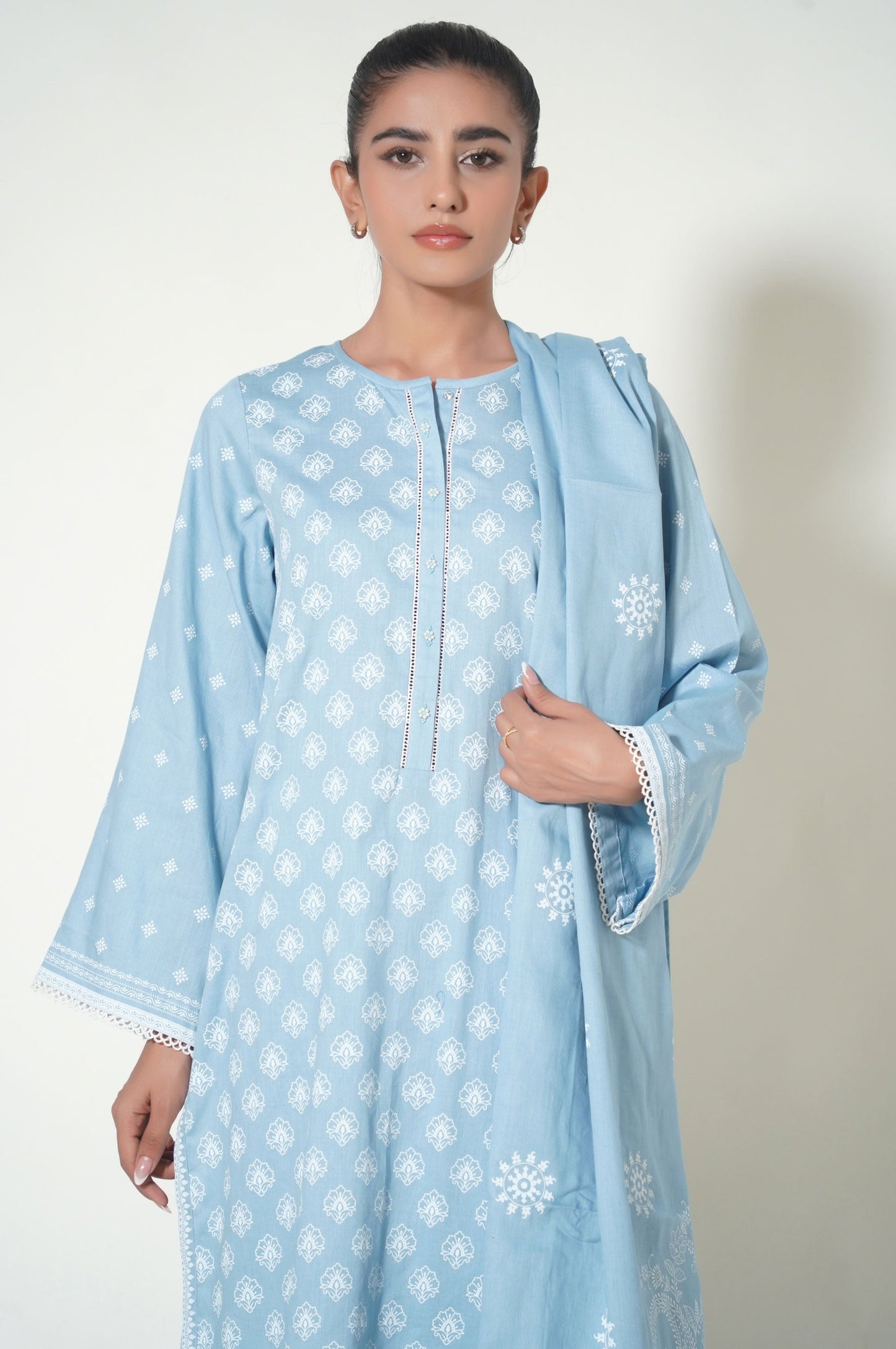 Stitched 3 Piece Printed Cottle Suit