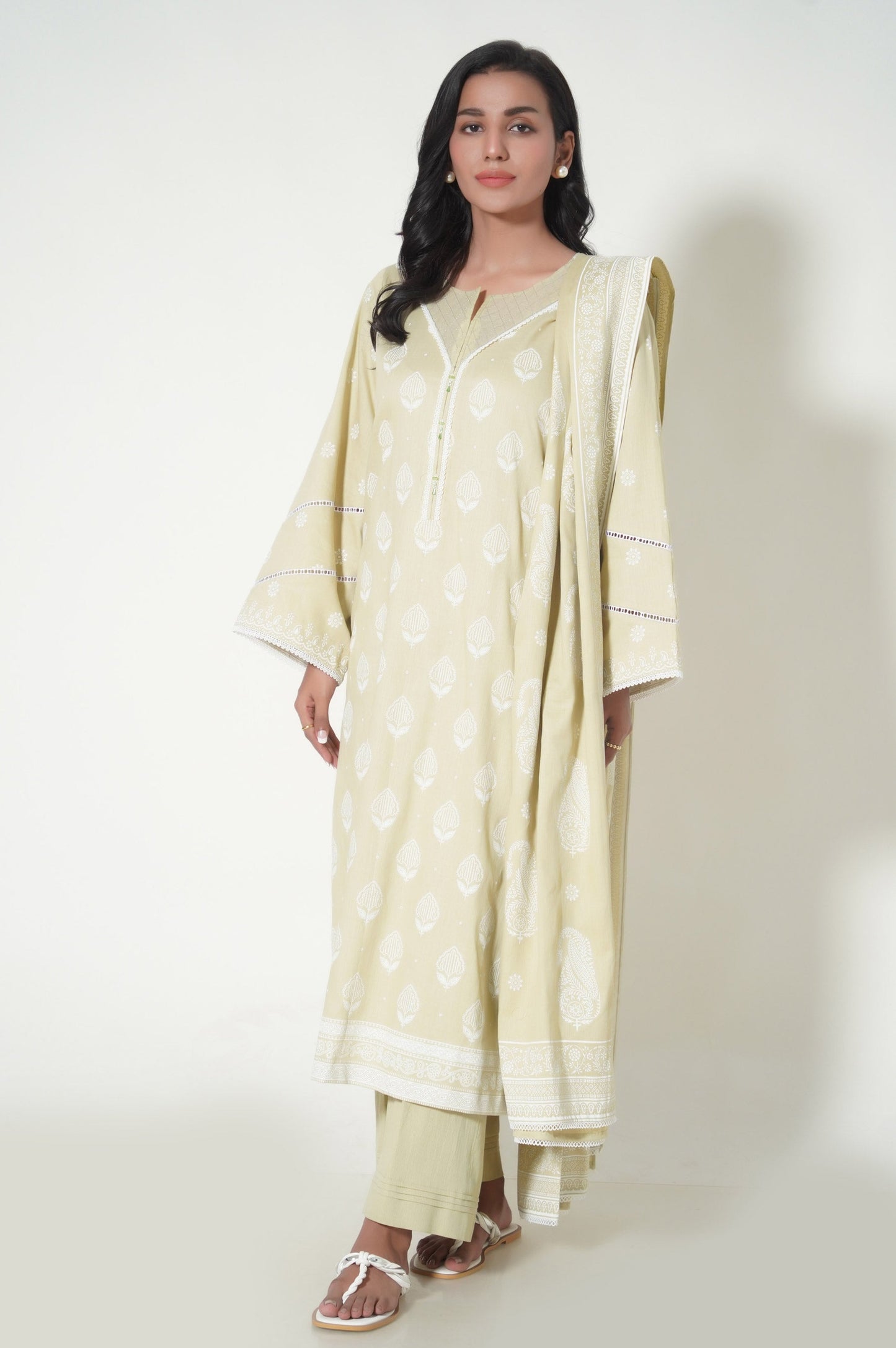 Stitched 3 Piece Printed Cottle Suit