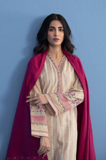 Unstitched 3 Piece Paste Printed Khaddar Suit