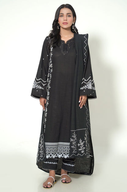 Unstitched 3 Piece Printed Khaddar Suit
