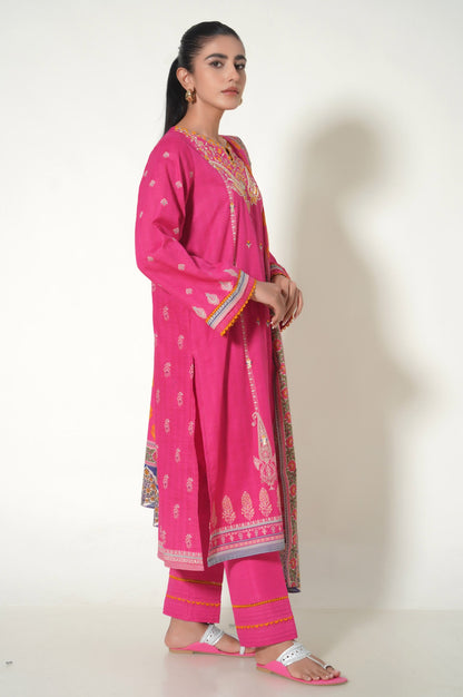Unstitched 3 Piece Embroidered Khaddar Suit
