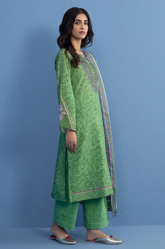 Unstitched 3 Piece Embroidered Khaddar Suit