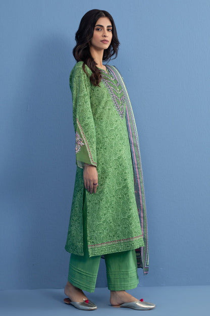 Stitched 3 Piece Embroidered Khaddar Suit