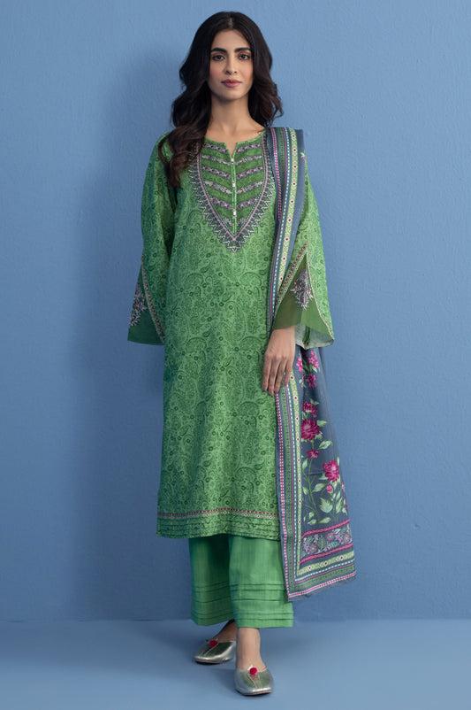 Stitched 3 Piece Embroidered Khaddar Suit