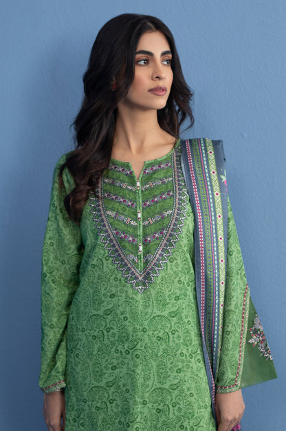 Stitched 3 Piece Embroidered Khaddar Suit