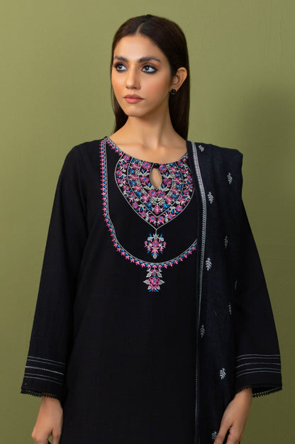 Unstitched 3 Piece Embroidered Khaddar Suit