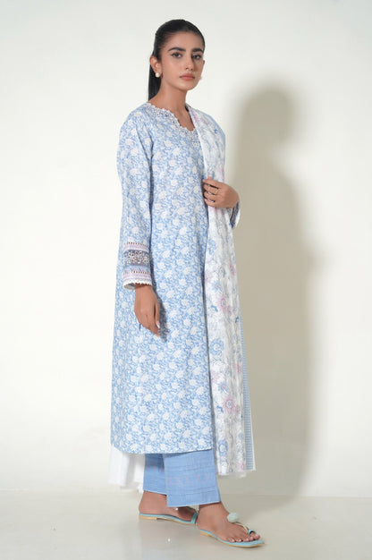 Stitched 3 Piece Printed Khaddar Suit