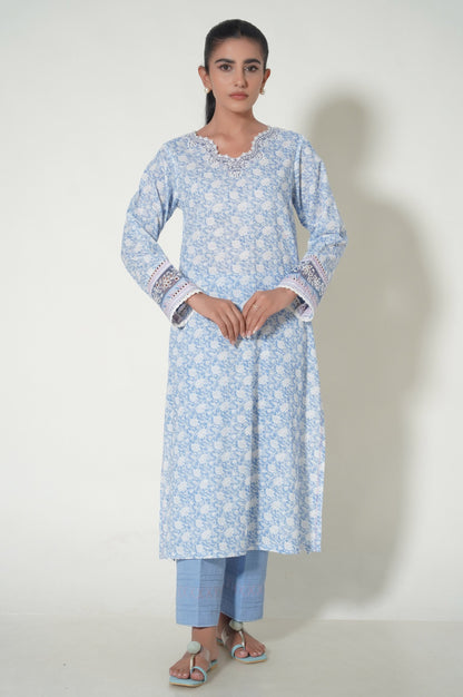 Stitched 3 Piece Printed Khaddar Suit