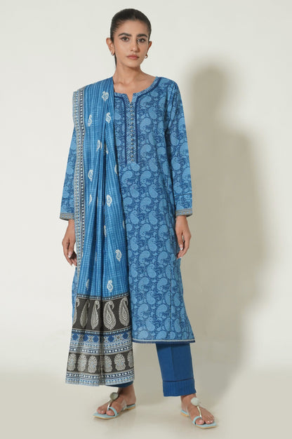 Stitched 3 Piece Printed Khaddar Suit