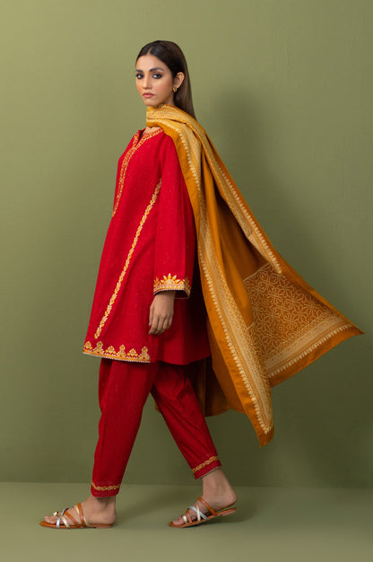 Unstitched 3 Piece Embroidered Khaddar Suit