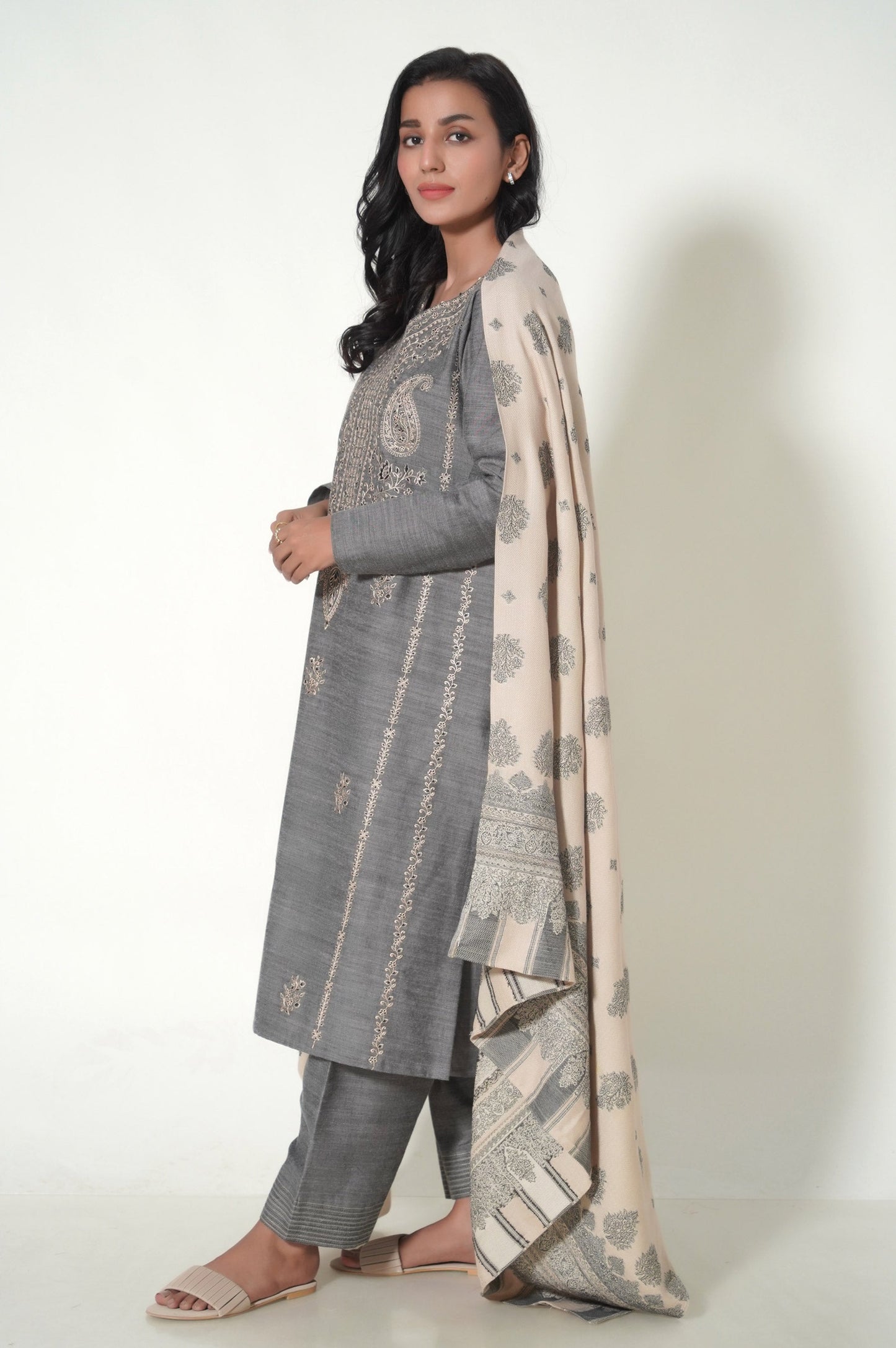 Stitched 3 Piece Textured Slub Suit