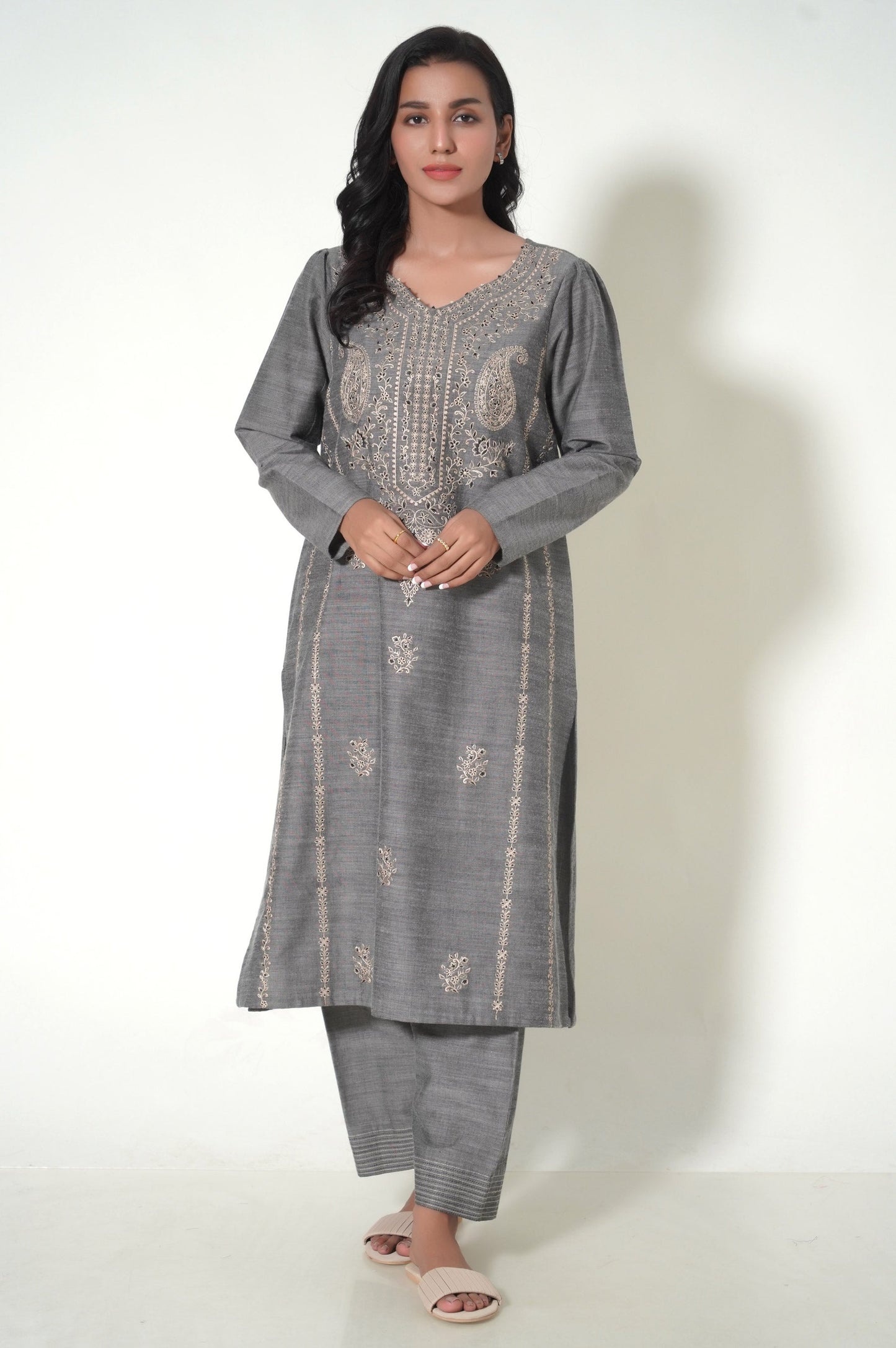 Stitched 3 Piece Textured Slub Suit