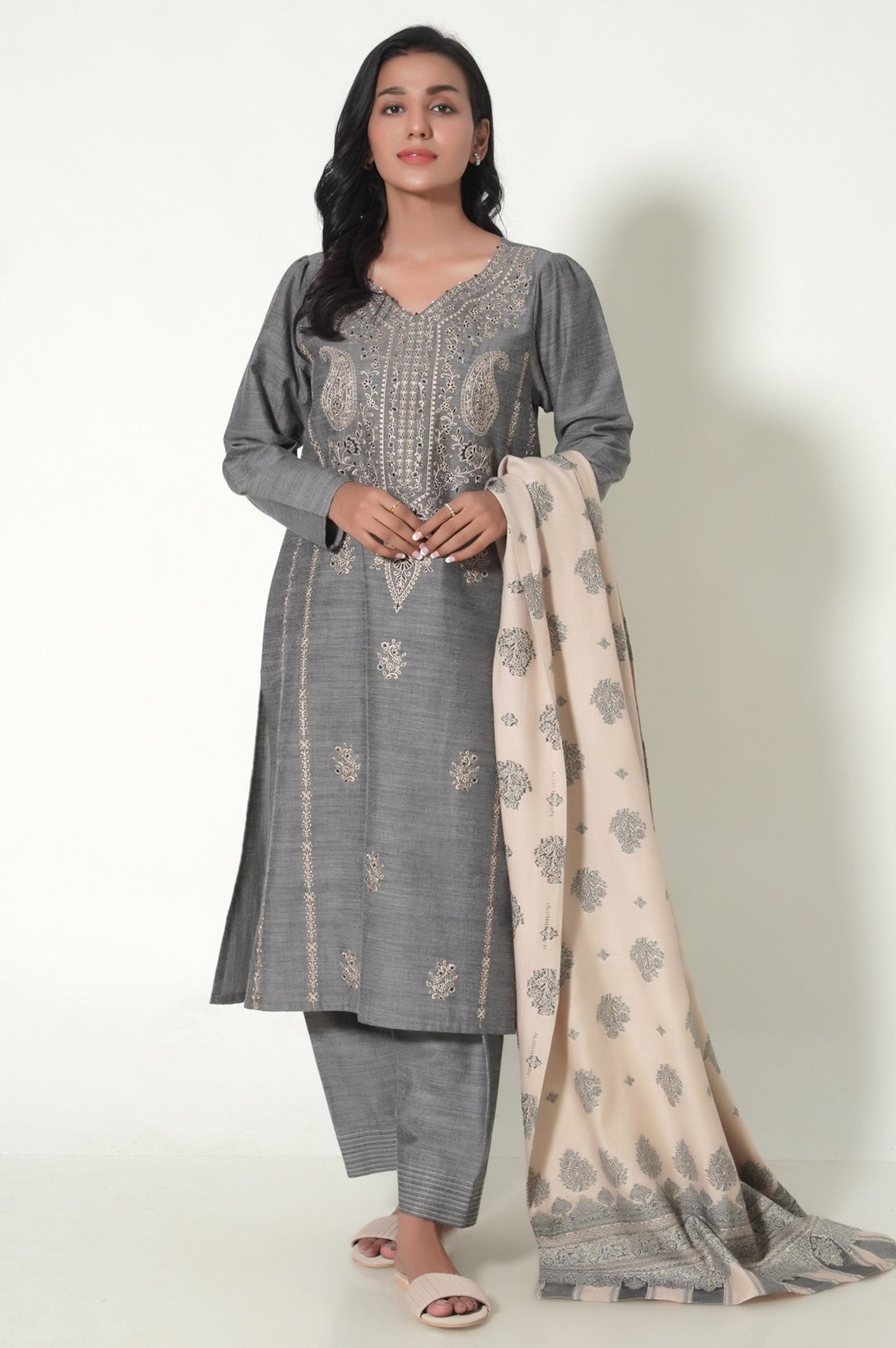 Stitched 3 Piece Textured Slub Suit