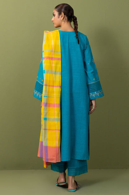 Unstitched 3 Piece Textured Slub Suit