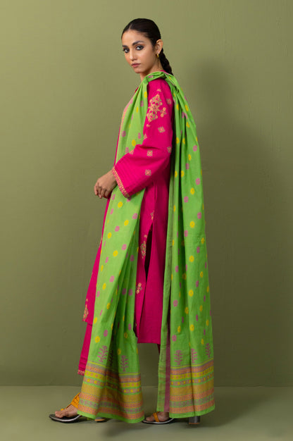 Unstitched 3 Piece Textured Slub Suit