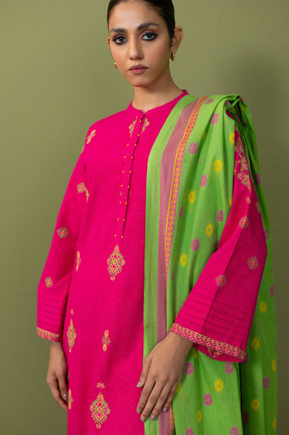 Unstitched 3 Piece Textured Slub Suit